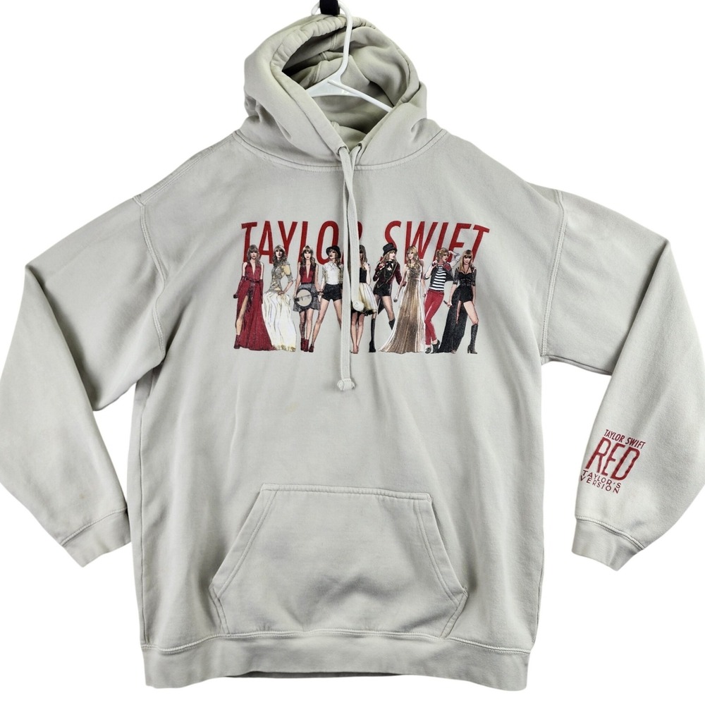 Taylor Swift Red Taylors Version Hoodie Beige Graphic Eras Tour Merch XL